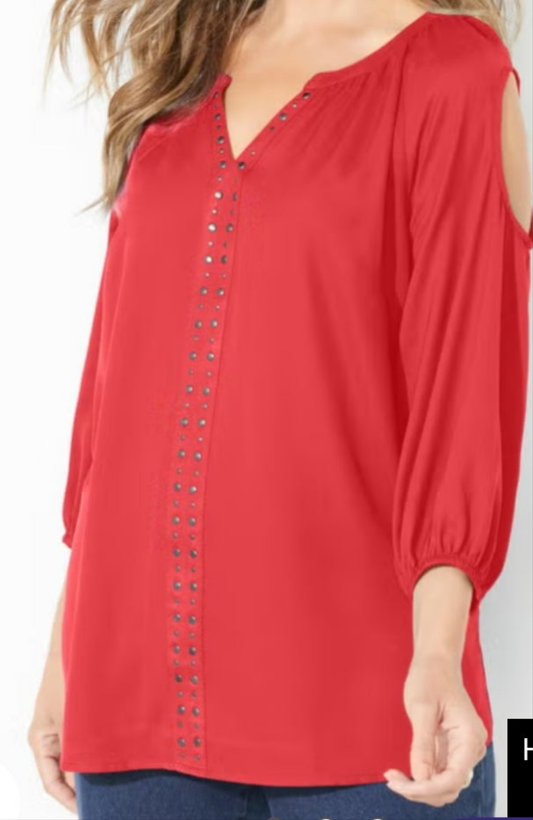 Cold Shoulder Stud Accented Top
