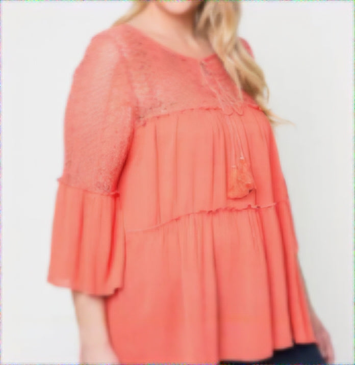 Women Lace Accent Top