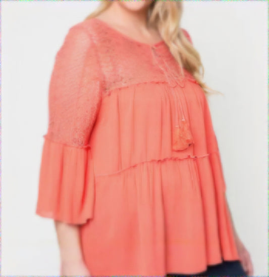 Women Lace Accent Top